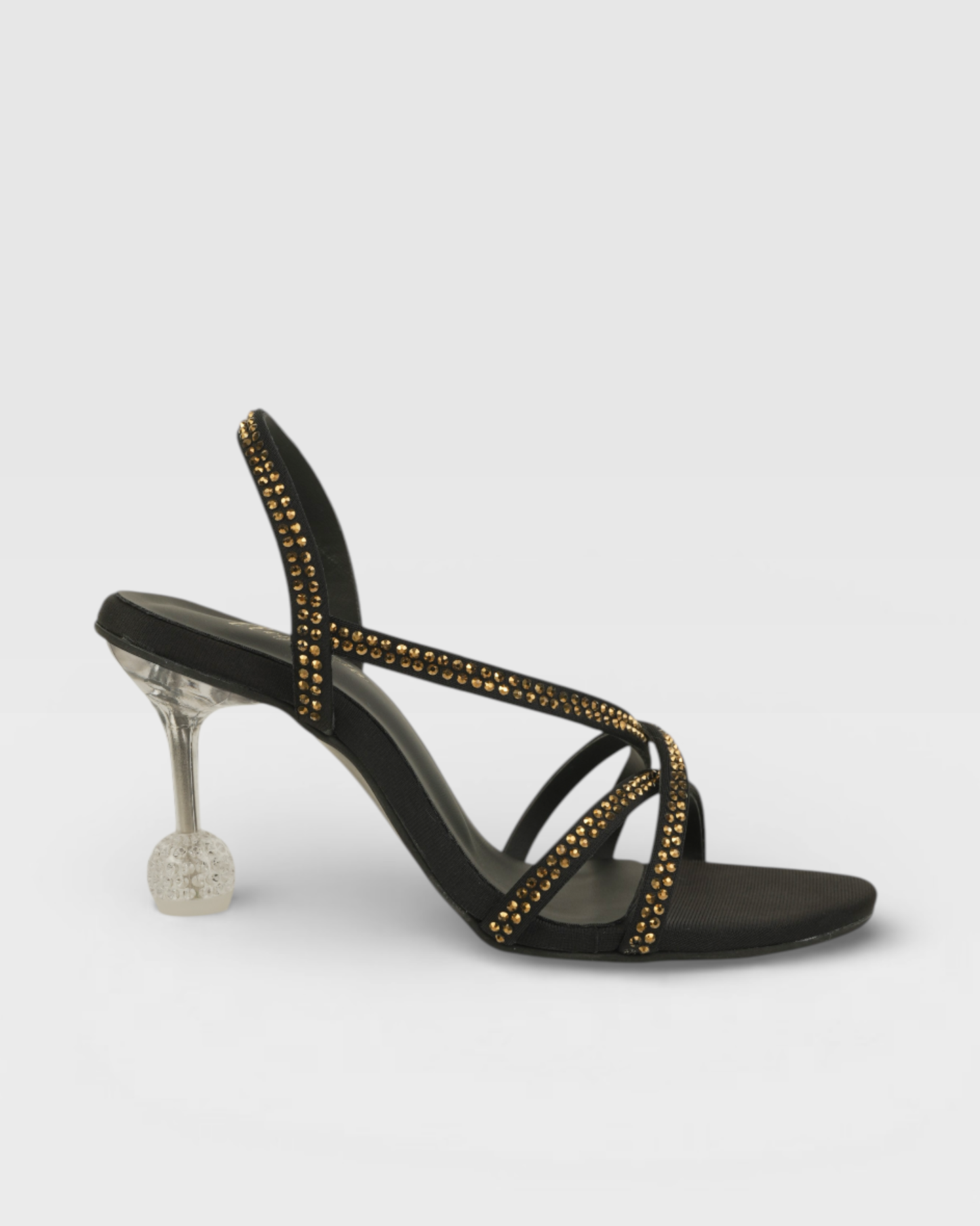Crystal-Embellished Strappy Heels