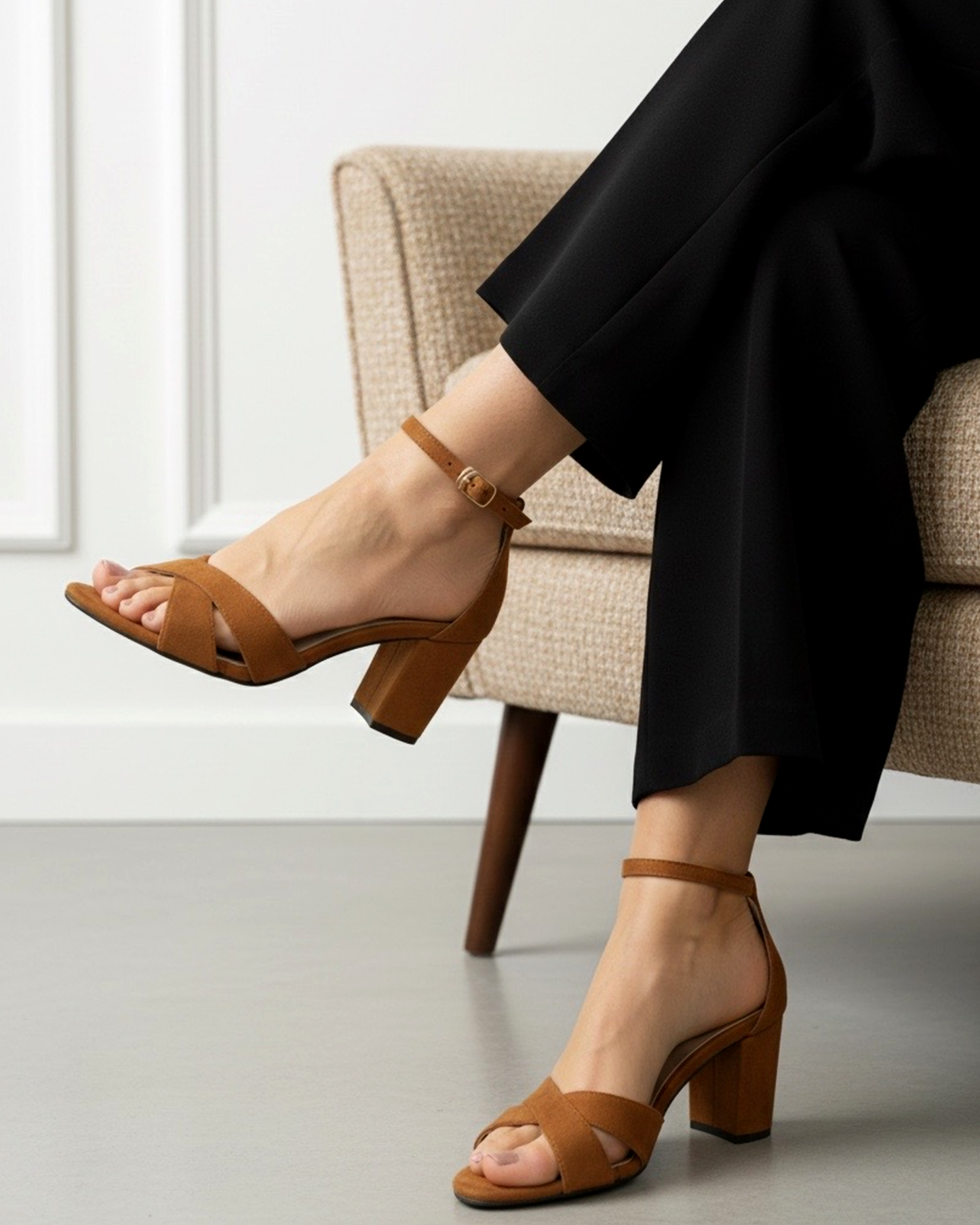 Cross Strap Block Heels