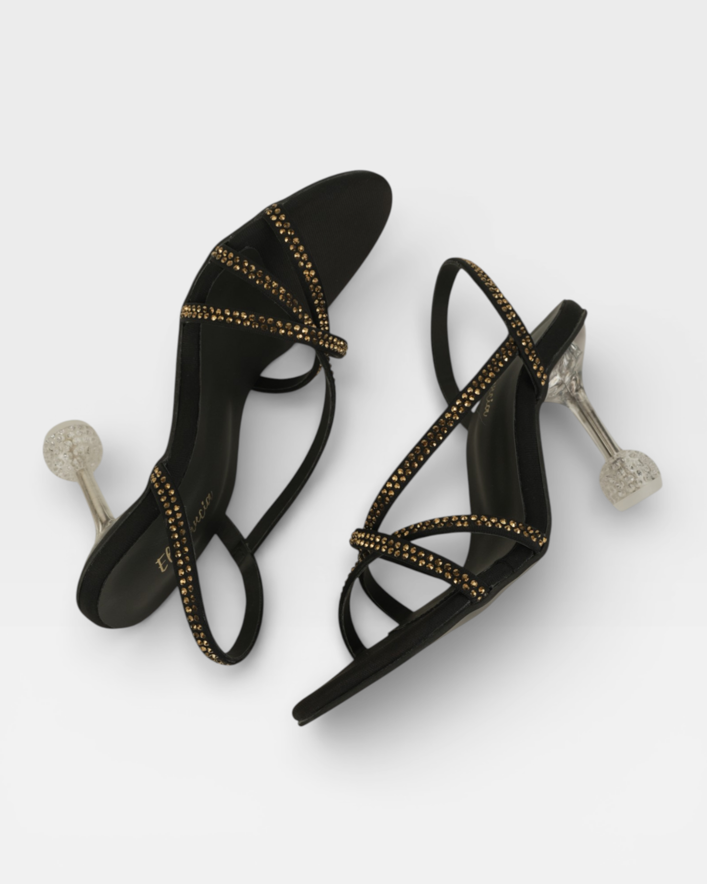 Crystal-Embellished Strappy Heels